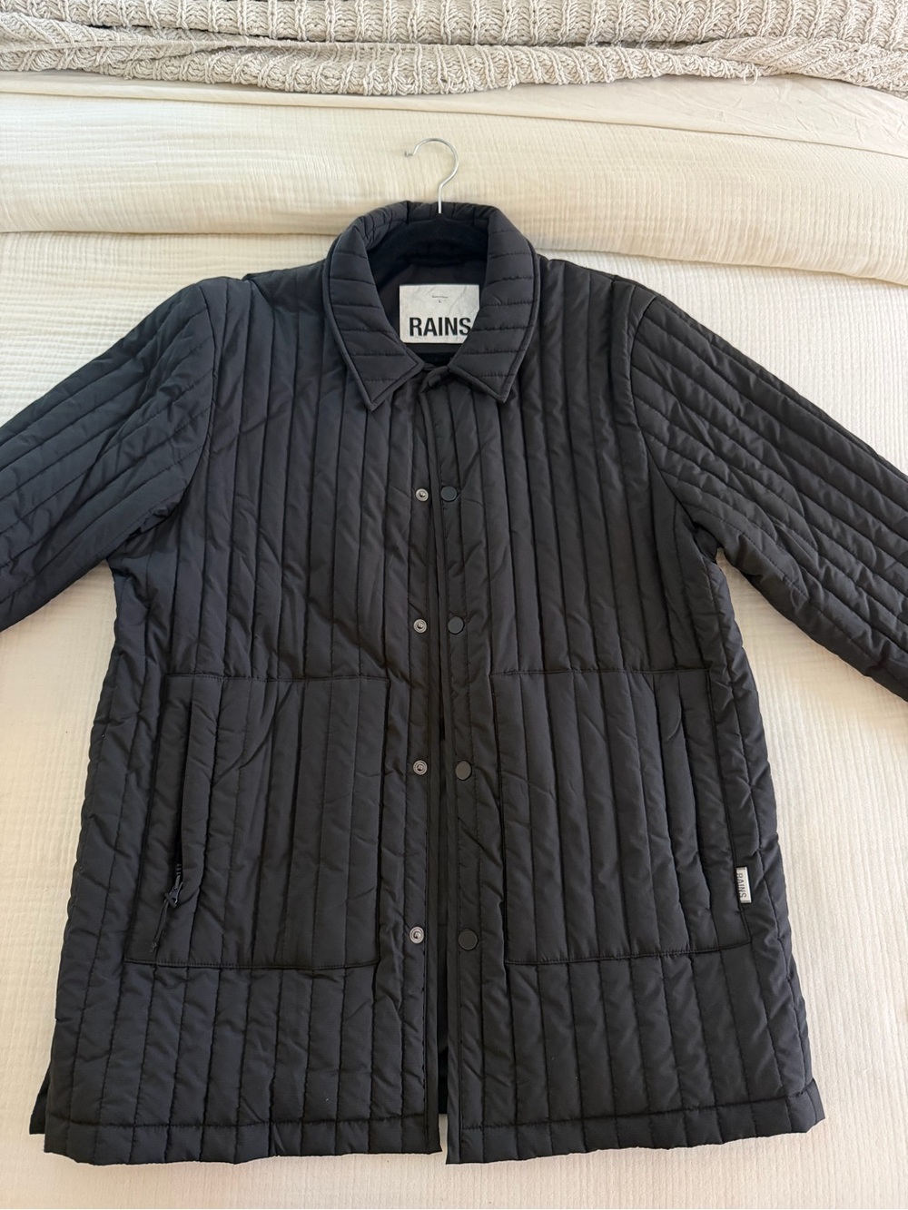 RAINS Quilted Black Jacket